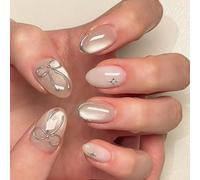 Cats Eyes Press on Nails Glitters Almond Acrylic Fake Nails Reusable Stick on Nails for Nails Art Manicure Decorations