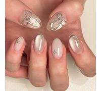 Cats Eyes Press On Nails Glitters Almond Acrylic Fake Reusable Stick On For Art Manicure Decorations Acrylic Fake Nail