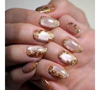 Cats Eyes Press On Nails Glitters Almond Acrylic Fake Reusable Stick On For Art Manicure Decorations Stick On Nail