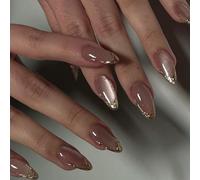 Cats Eyes Press On Nails Glitters Almond Acrylic Fake Reusable Stick On For Art Manicure Decorations Stick On Nail