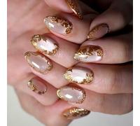 Cats Eyes Press On Nails Glitters Almond Acrylic Fake Reusable Stick On For Art Manicure Decorations Cats Eye Press On Nail