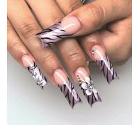 Cats Eyes Press On Nails Glitters Coffin Acrylic Fake Nails Reusable Stick On Nails For Nails Art Manicure Decorations