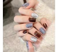 Cats Eyes Press On Nails Plaids Square Acrylic Fake Nails Reusable Stick On Nails For DIYS Nails Art Manicure Decoration