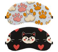 Cats Face with Heart Black Background 2-Pack Light-Blocking Soft Breathable Sleep Mask Eye Patch Eye Cover