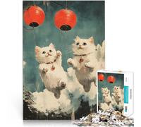 Cats Flying with Lanterns2000 Pieces Jigsaw Puzzles for Adults Quiz game Every Piece is Unique - Challenging Family Fun Game 70x100cm