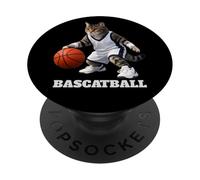 Cats Funny cat kitten playing basketball sports hilarious PopSockets Adhesive PopGrip