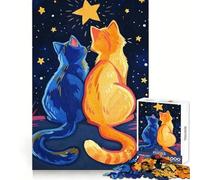 Cats Gazing at A Starry Night 1000 Pieces Jigsaw Puzzles for Teenagers Sharp Memory Stress Relief Fun Neat Edges Perfect Present size 50x75cm