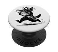 Cats gift idea Kitten-Meow, Cat stealing Fish, Cat PopSockets Adhesive PopGrip