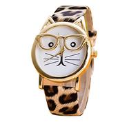 Cats Glasses Dial Women Quartz Watch Fashion for Women Watch Stem Replacement (Camouflage, One Size)