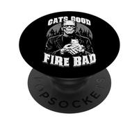 Cats Good Fire Bad Funny Frankenstein Cat Lover Kitten PopSockets Adhesive PopGrip