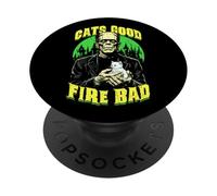 Cats Good Fire Bad Funny Frankenstein Cat Lover Kitten PopSockets Adhesive PopGrip