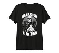 Cats Good Fire Bad Funny Frankenstein Cat Lover Kitten Premium T-Shirt
