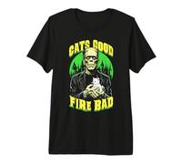 Cats Good Fire Bad Funny Frankenstein Cat Lover Kitten Premium T-Shirt