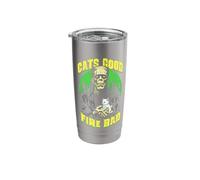 Cats Good Fire Bad Funny Frankenstein Cat Lover Kitten Stainless Steel Insulated Tumbler