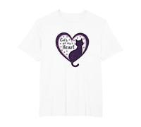 Cat's Got My Heart Feline Love Paw T-Shirt, Men's Big and Tall, White, 5X Tall