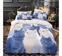 Cats Group Portrait Duvet Cover 3D Design Printed Wrinkle-Resistant 3 Pieces Bedding Set Zipper Comforter Cover Super Soft All Season for Teens Kids Girls Boys Women Adults Single（135x200cm）