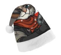 Cats Gun US Flag Christmas Hats Patterned Santa Hat New Year Festive Holiday Party Supplies Adult