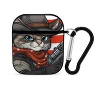 Cats Gun US Flag Earphone Case Cover Compatible with AirPods 1&2 Shockproof Bluetooth Headset Case Black-style