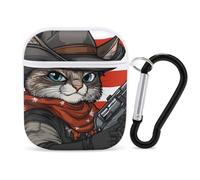 Cats Gun US Flag Earphone Case Cover Compatible with AirPods 1&2 Shockproof Bluetooth Headset Case White-style