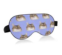 Cat's Heads on Blue Seamless Eye Masks Cover Blocks Light Sleep Mask Shade Cover Blindfold Relaxing Eyeshade Cover with Adjustable Head Strap for Men Women Kids