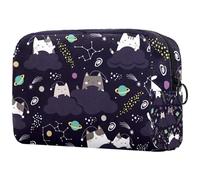 Cats Hide in Dark Clouds Nebula Space Cosmetic Bag for Women, Travel Toiletries Bags Large Makeup Handy Pouch Organiser Bag with Zipper