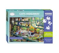 Otter House Cats Hideaway 1000 Piece Jigsaw Puzzle Gift for Adults | Garden & Cat Themed Puzzle by Claire Comerford | Large Landscape Puzzle 685 x 490 mm with Puzzle Guide