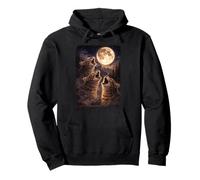 Cats Howling At Moon Vintage Funny Mystic Pullover Hoodie