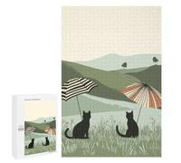 Cats in A Green Landscape - Challenging Puzzle for Adults, 1000 PCS, Mindful Gift for Adults, for Relaxing Solo Or Group Play