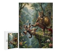 Cats in Ancient Warrior Battle - Wooden Brain Teaser for Adults, 500 PCS, Year-End Present - for Quiet Evenings And Focused Play