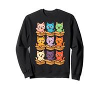 Cats in Cardboard Boxes Colorful Cute Cat Kawaii Kittens Sweatshirt
