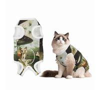 Cats in Exotic Jungles Dog Surgery Suit Recovery Suit, Breathable Full Body Dog & Cat Surgical Suit with Cute Prints, Alternative to Cone for Spay Neuter Wound Care, Male & Female Pets Small