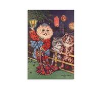 Cats In Japan Watercolor And Gouache On Paper By Louis Wain Wall Art Prints Poster Print Photo Art Painting Canvas Poster Home Modern Decor Posters 12x18inch(30x45cm)
