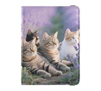 Cats in Lavender Field Leather Passport Holder for Travel Waterproof Passport Covers for Men Trip Must Haves Accessories