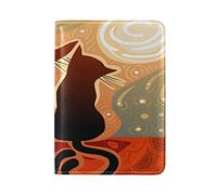 Cats in Love In The moonlight Genuine Leather Travel Passport Covers, Microfiber Leather Travel Wallet Holder Case Protector for Women and Men