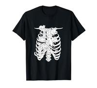 Cats in Ribbed Skeleton Cats Halloween T-Shirt
