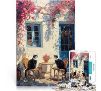 Cats in Santorini1000 Piece Jigsaw Puzzles for teenagers for Educational Game Challenge Toy A Work of Art 38x26cm