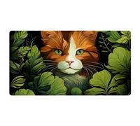 Cats in The Green Leaf Jungle-1906 Cushioned Kitchen Runner Rug Mat Stain Resistant, Easy Wipe Clean for House Sink Office,15.7"x29.5"in