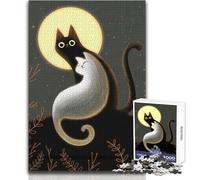 Cats in The Moonlight Jigsaw Puzzles 1000 Pieces for Teenagers Mindful Learning Fun Game Unique Gift for Joyful Celebrations Size 38x52cm