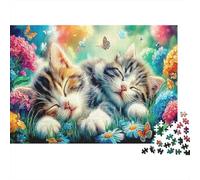 Cats in Village Colourful Cats in Cosmic Scene 1000 Pcs Jigsaws for Adults The Impossible Challenge Fun Present 52x38cm/1000pcs