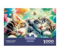 Cats in Village Recycled Cardboard Jigsaw Puzzle Two Cats Flowers 1000Pc for Senior Citizens Challenging & Brainteasing 70x50cm/1000pcs