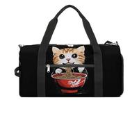 Cats Japanese Ramen Noodles Printed Duffel Bags with Shoe Compartment Gym Bag for Travel Sports Workout