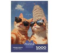 Cats Jigsaw Puzzle for Adults 1000 Piece Jigsaw Puzzle Leaning Tower 1000pc Jigsaw Puzzle Set Relax Fun Family 38x26cm/1000pcs