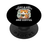 Cats Just A Girl Who Loves Cats And Coffee, Caffeine lover PopSockets Adhesive PopGrip