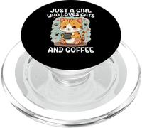 Cats Just A Girl Who Loves Cats And Coffee, Caffeine lover PopSockets PopGrip for MagSafe