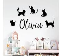 Cats & Kittens - Pets Personalised Name Wall Art Sticker [Medium] [Black]
