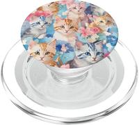 Cats Kitty Cat Flowers Pattern Kitty Kaleidoscope Cute Cat PopSockets PopGrip for MagSafe