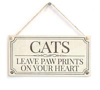 Cats Leave Paw Prints on Your Heart Sign, Cat Decor
