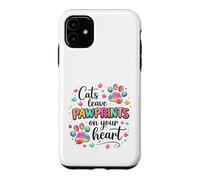 Cats Leave Pawprints Heart Cute Cat Lover Design Case for iPhone 11
