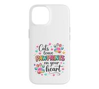 Cats Leave Pawprints Heart Cute Cat Lover Design Case for iPhone 14