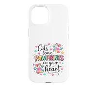 Cats Leave Pawprints Heart Cute Cat Lover Design Case for iPhone 15